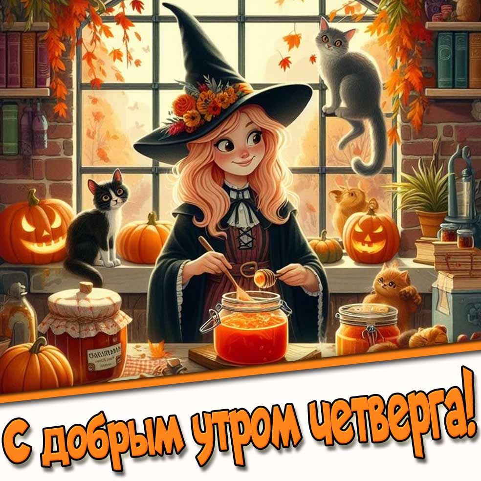 С добрым утром четверга! - мультяшная картинка с ведьмой