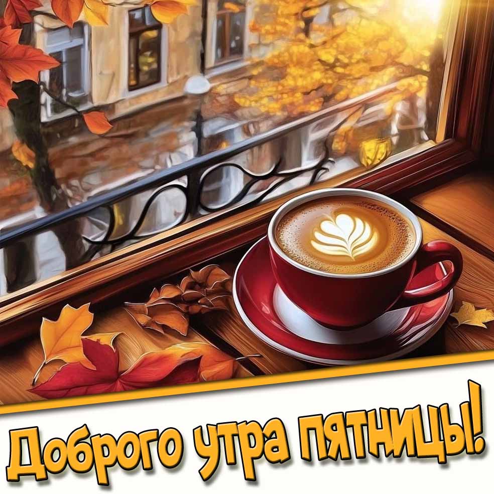 Доброго утра пятницы! - осенняя открытка с кофе
