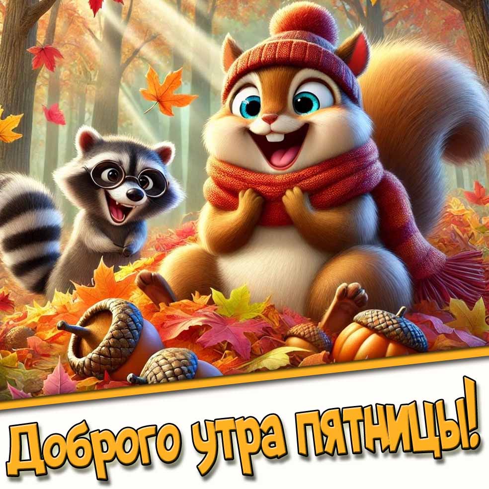 Мультяшная осенняя открытка доброго утра пятницы