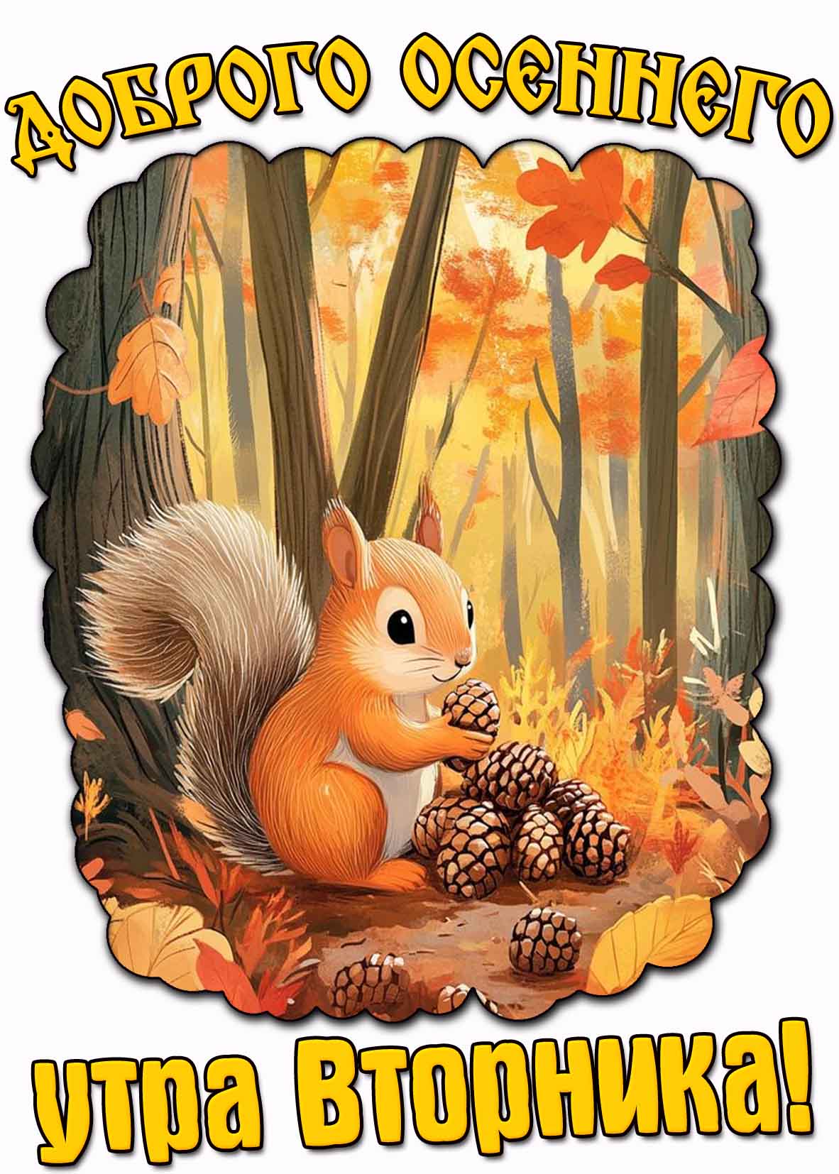 Открытка доброго осеннего утра вторника