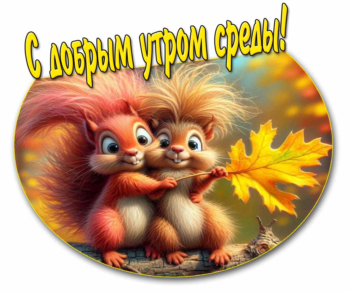 Прикольная осенняя открытка с добрым утром среды