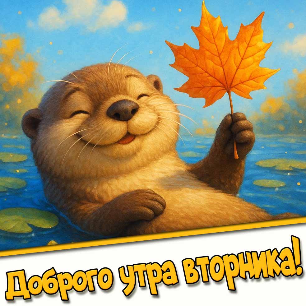 Смешная осенняя открытка доброго утра вторника