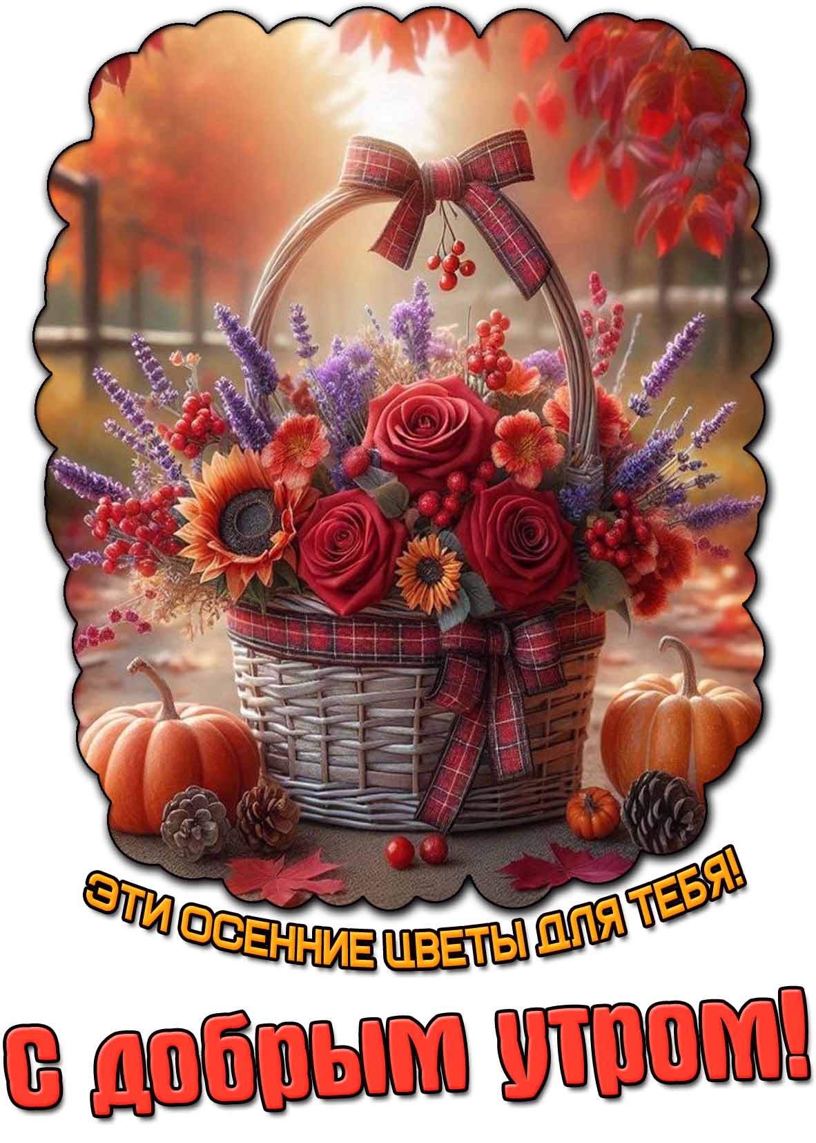 Красивая картинка "Эти осенние цветы для тебя! С добрым утром!"