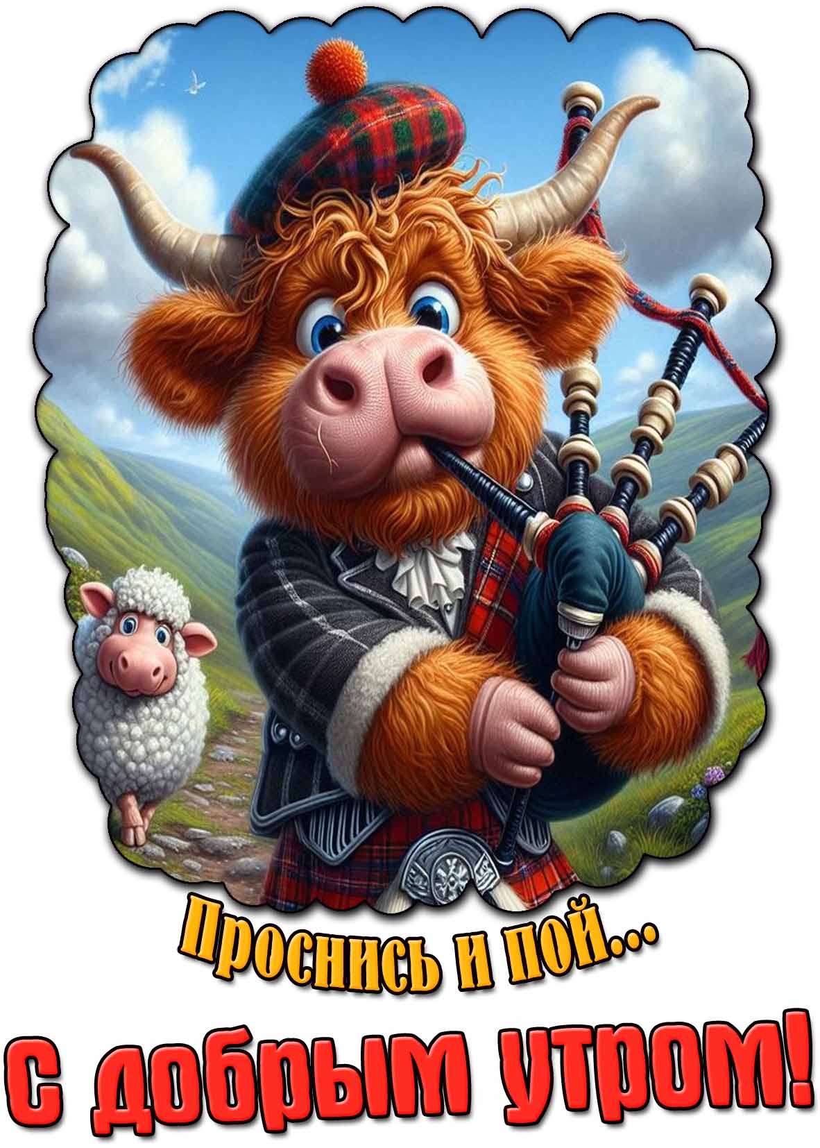 Смешная открытка "Проснись и пой... С добрым утром!"