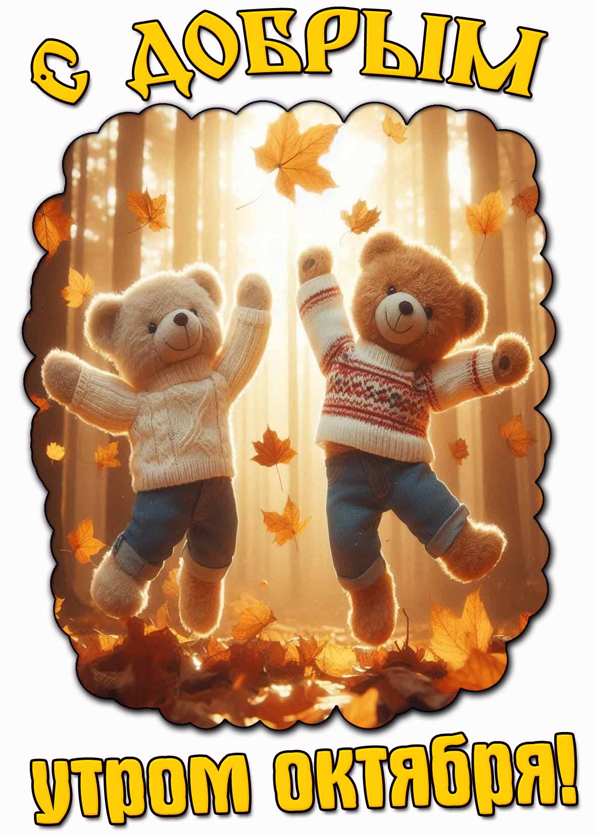 Открытка для ватсапа с добрым утром октября
