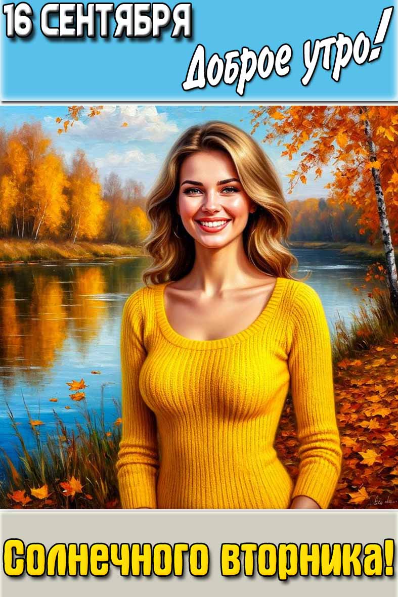 Открытка "16 сентября доброе утро! Солнечного вторника!"