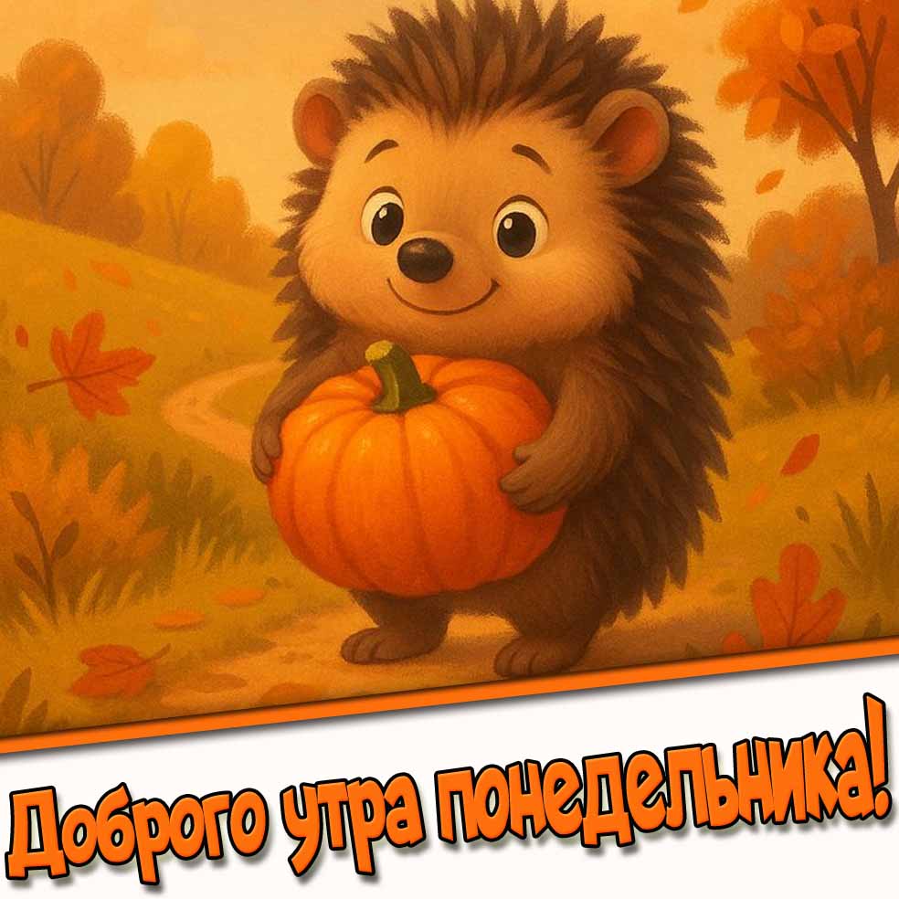 Доброго утра понедельника! - осенняя картинка с ёжиком