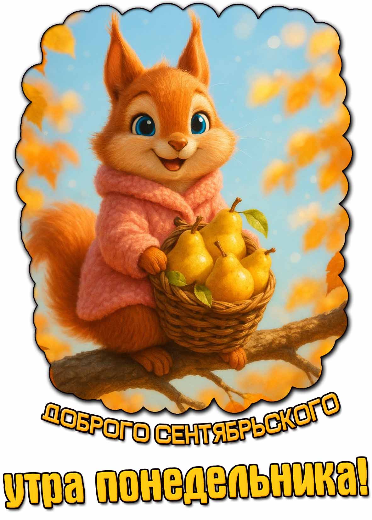 Красивая открытка доброго сентябрьского утра понедельника