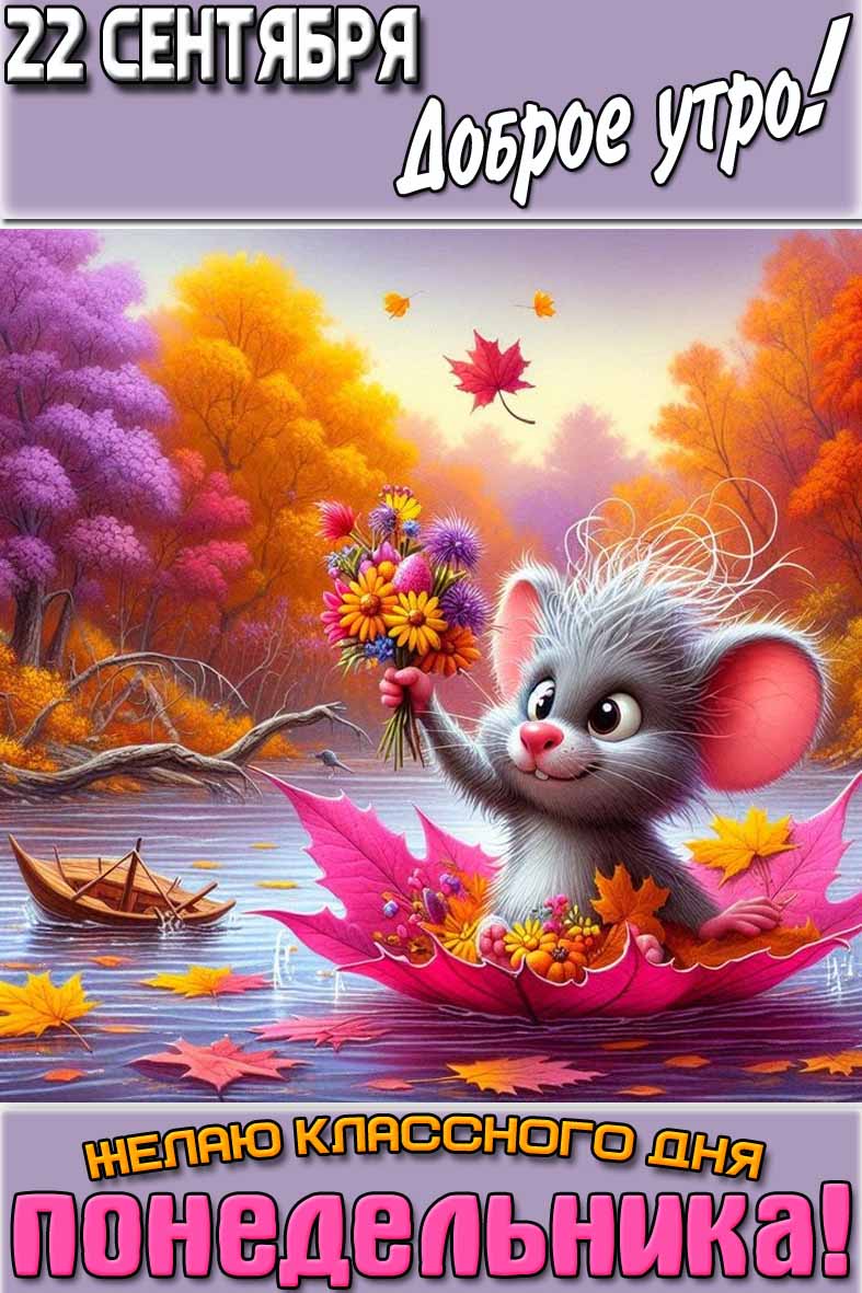 Картинка "22 сентября доброе утро! Желаю классного дня понедельника!"