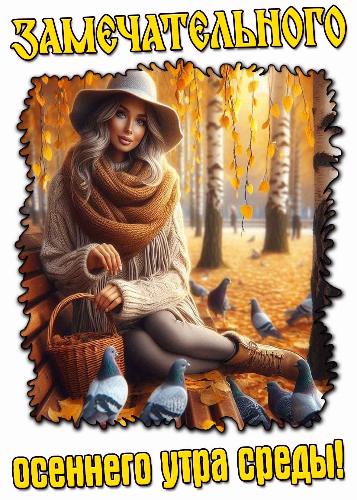 Открытка замечательного осеннего утра среды
