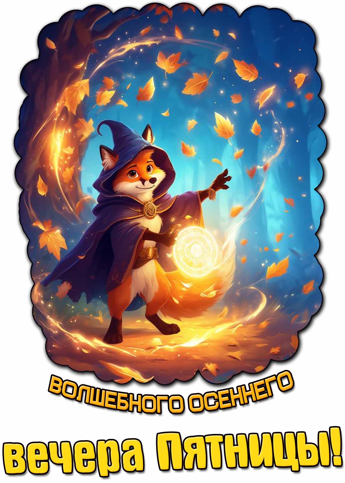 Открытка волшебного осеннего вечера пятницы