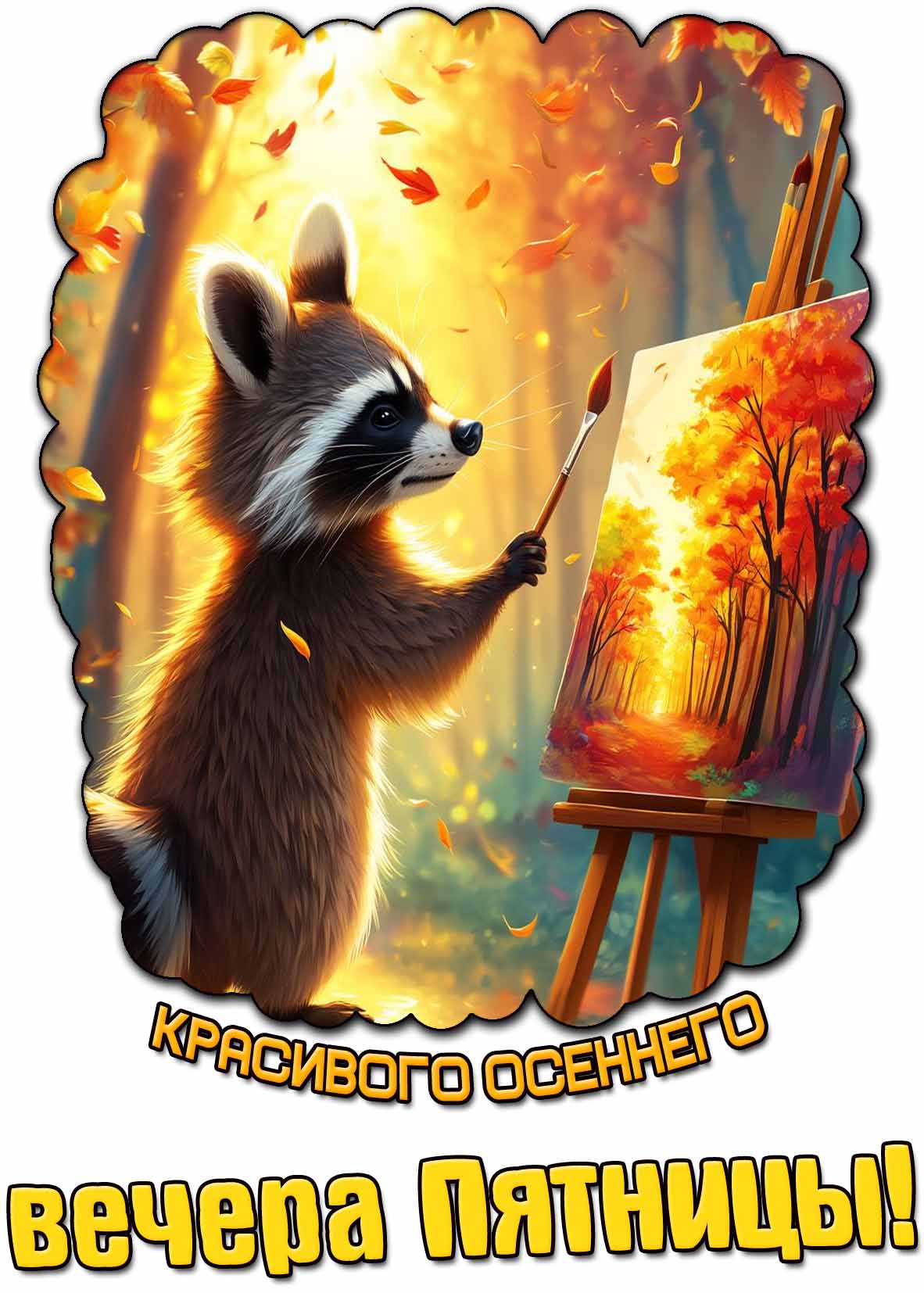 Открытка красивого осеннего вечера пятницы