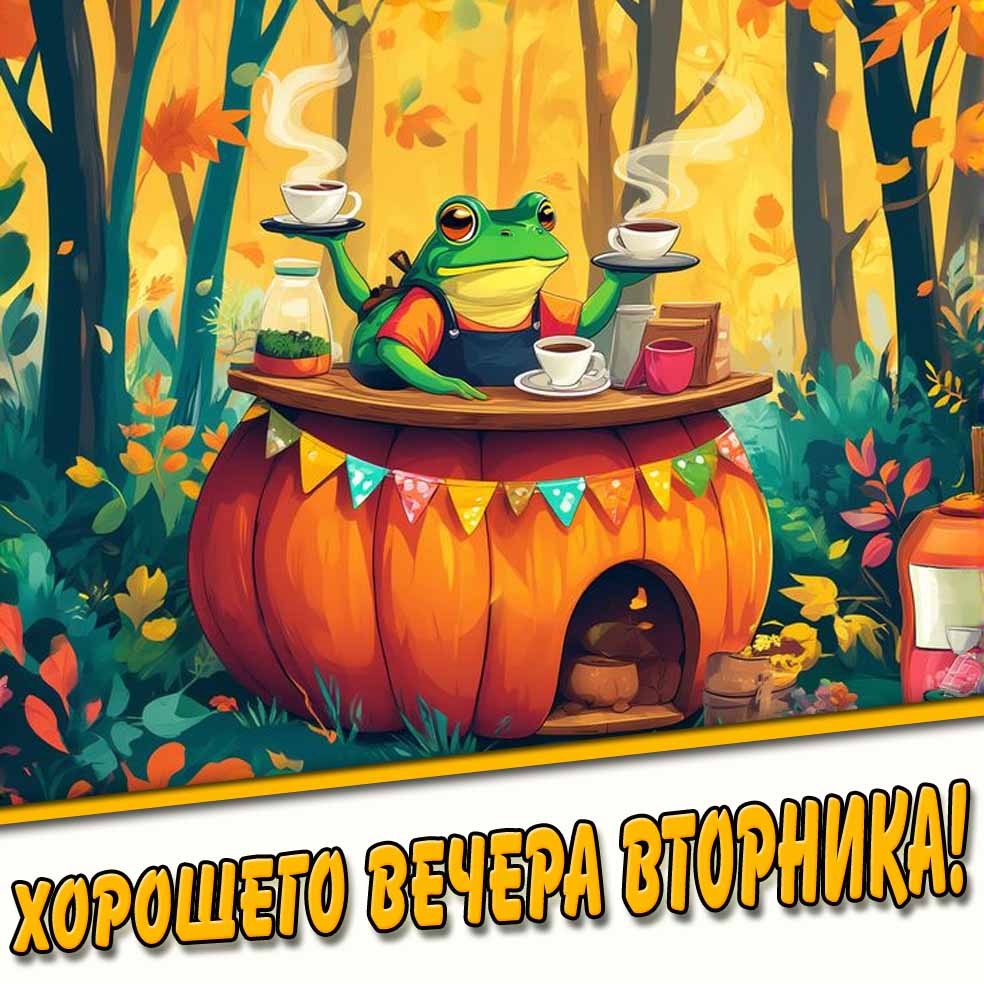 Хорошего вечера вторника! - прикольная осенняя картинка