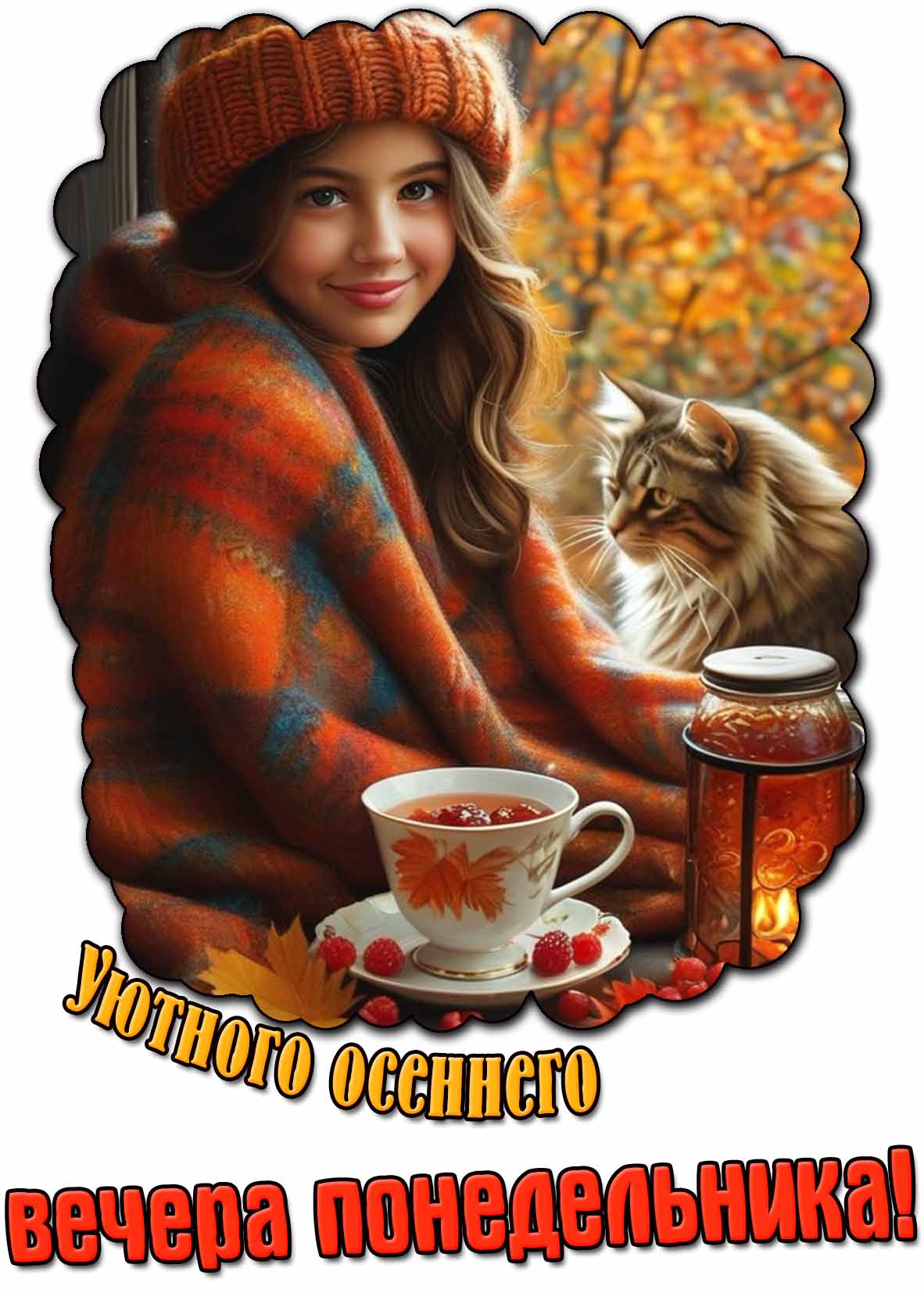 Картинка уютного осеннего вечера понедельника