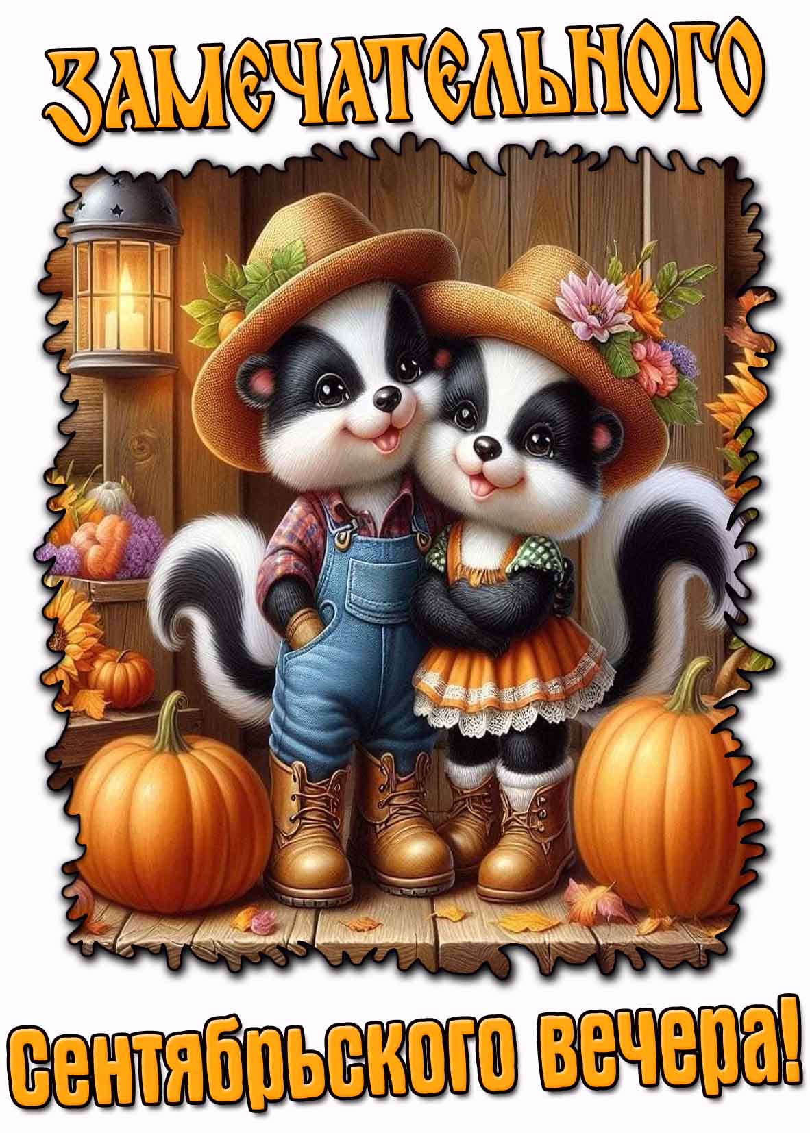 Красивая открытка для пожелания замечательного сентябрьского вечера