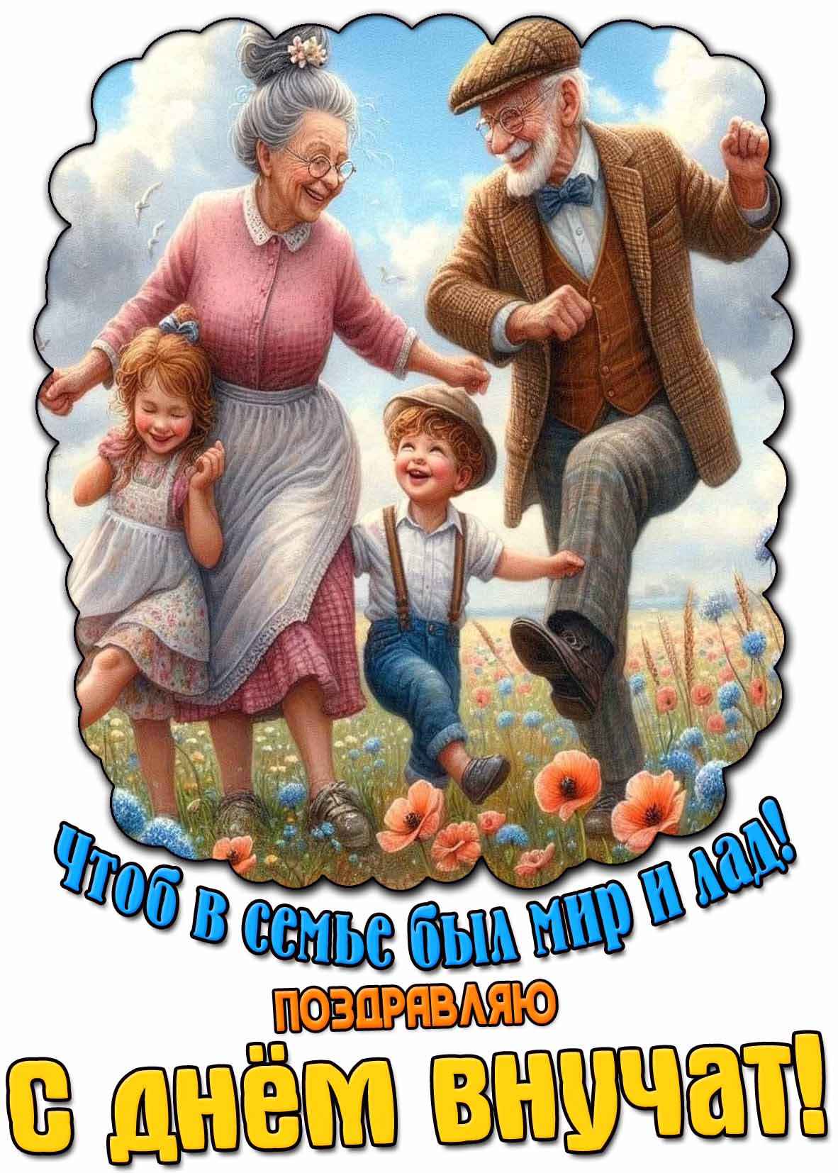 Открытка для поздравления с днём внучат