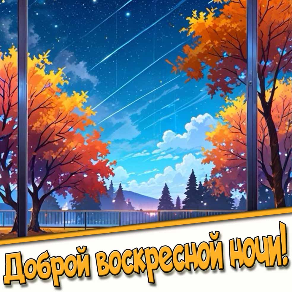 Доброй воскресной ночи! - осенняя открытка