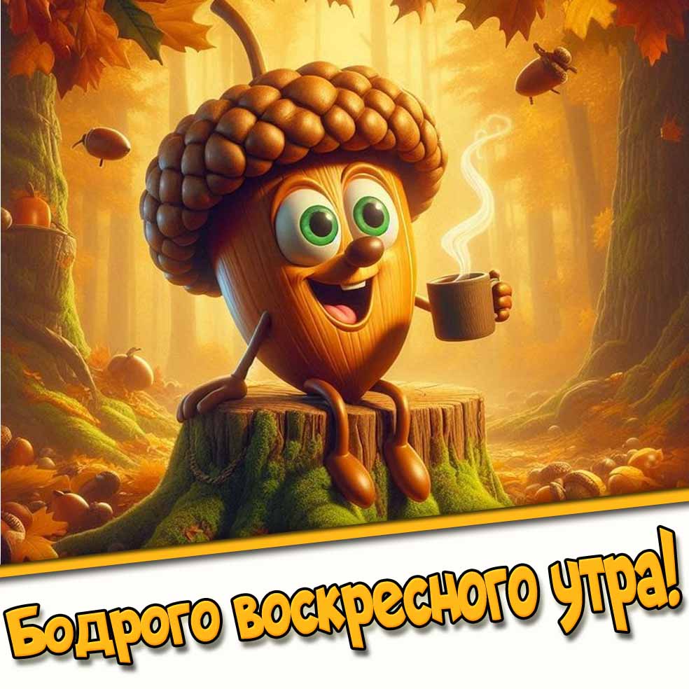 Бодрого воскресного утра! - прикольная осенняя открытка