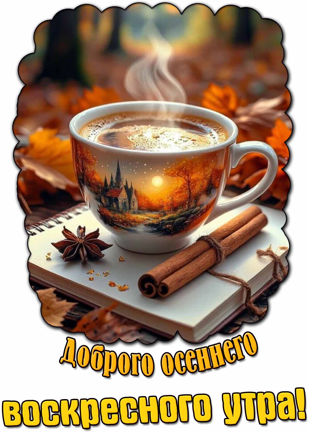 Красивая открытка доброго осеннего воскресного утра