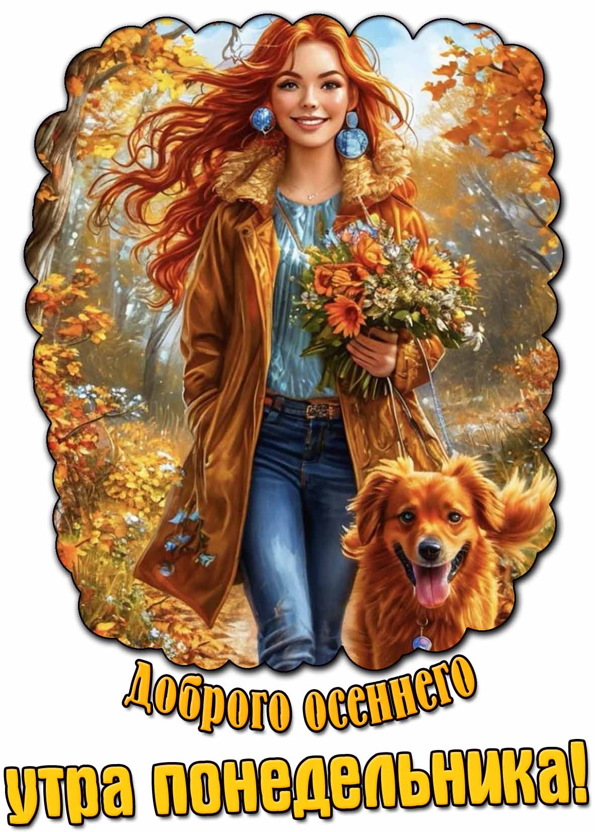 Открытка доброго осеннего утра понедельника