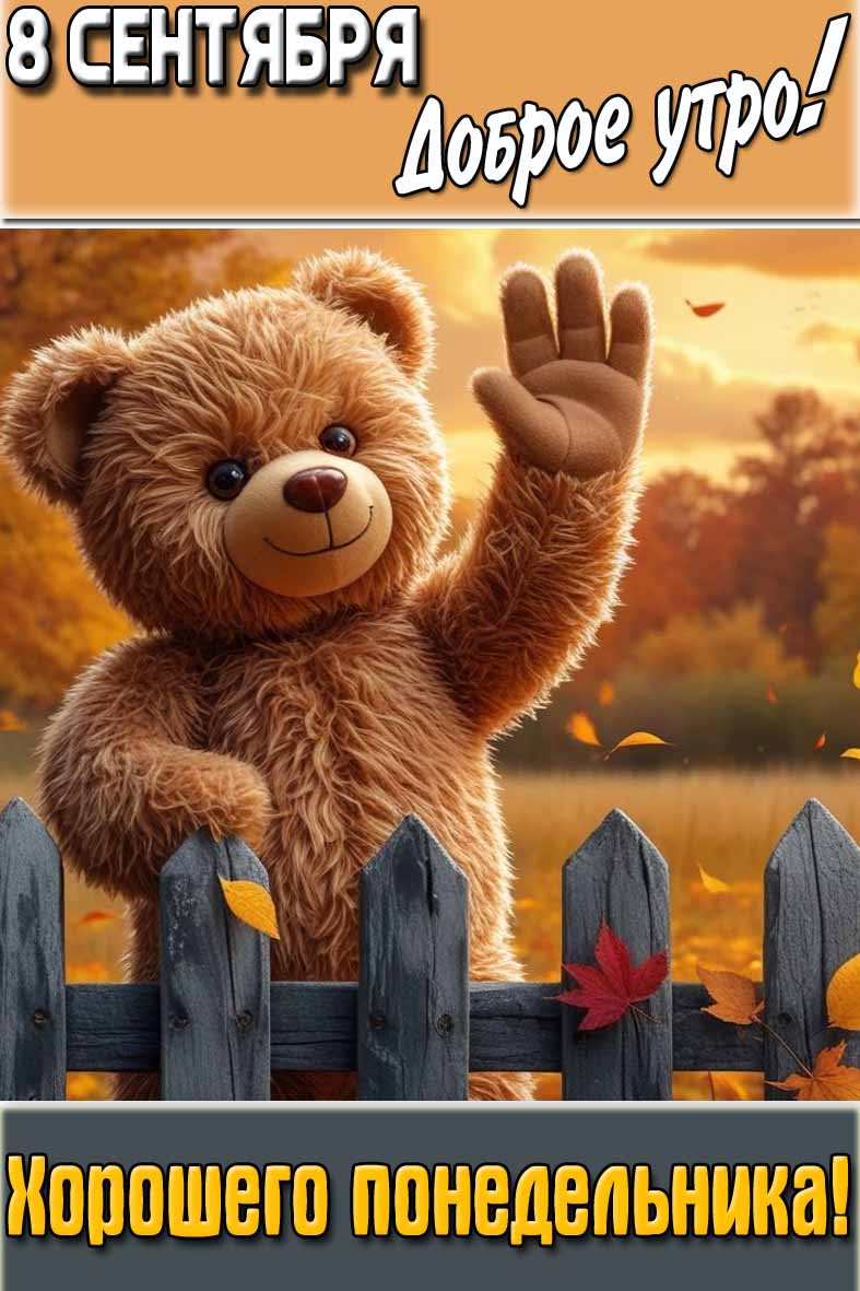 Картинка "8 сентября доброе утро! Хорошего понедельника!"