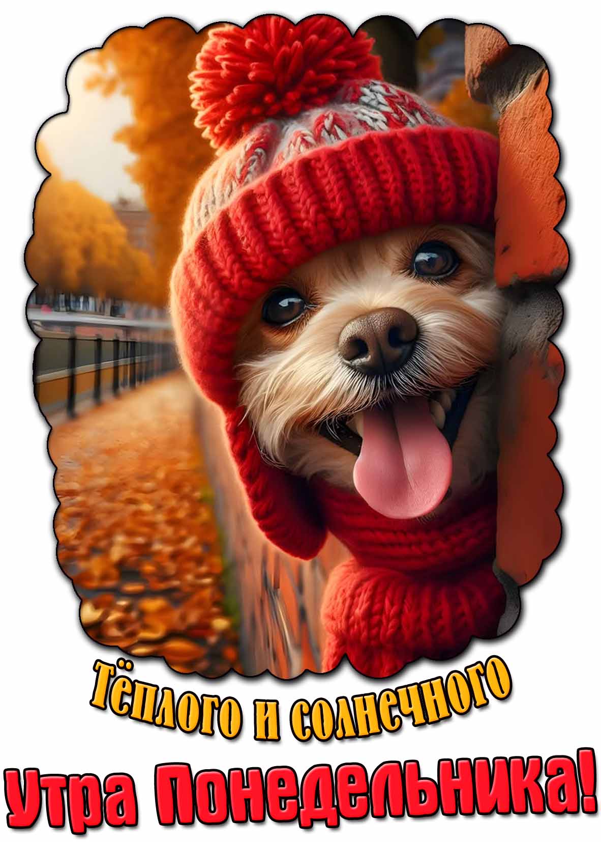 Прикольная осеняя открытка тёплого и солнечного утра понедельника
