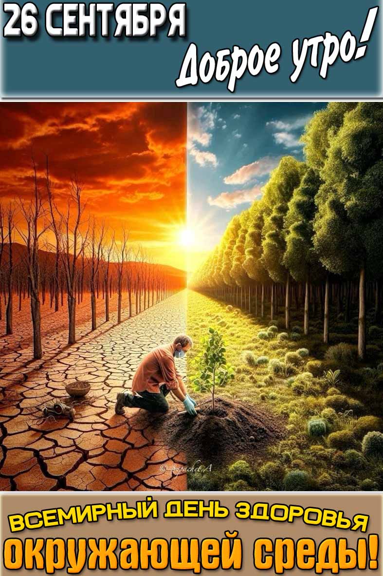 Открытка "26 сентября доброе утро! Всемирный день здоровья окружающей среды!"