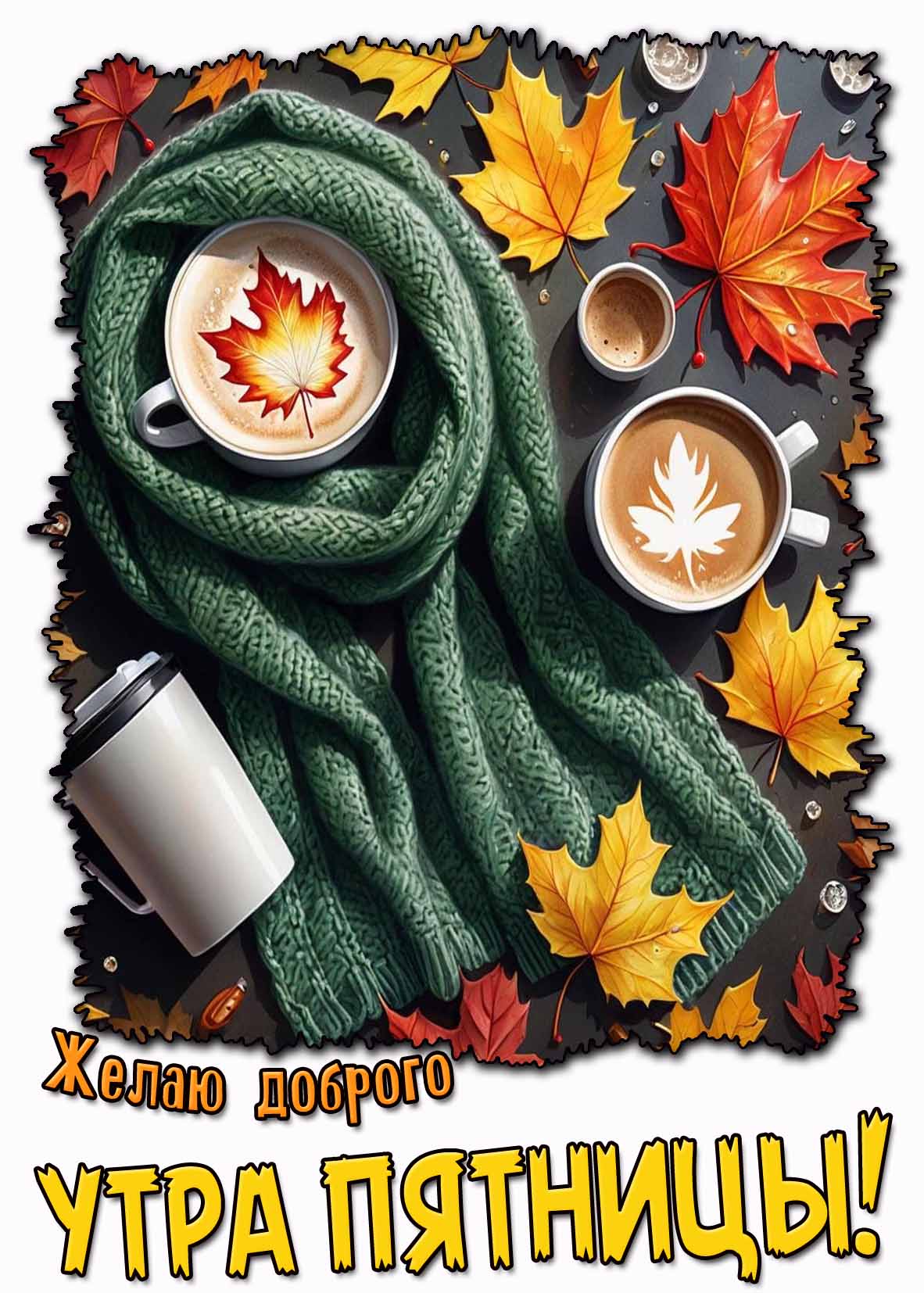 Осенняя картинка "Желаю доброго утра пятницы!"