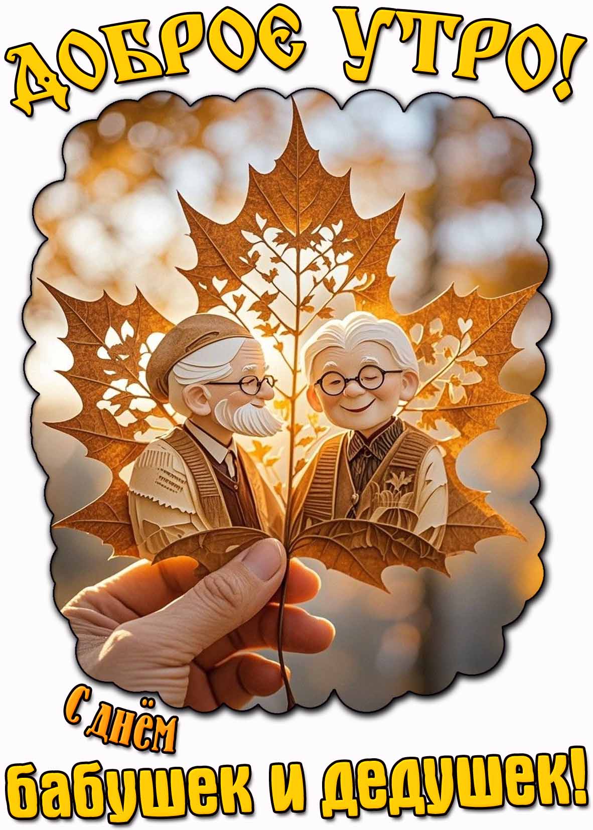 Осенняя картинка "Доброе утро! С днём бабушек и дедушек!"