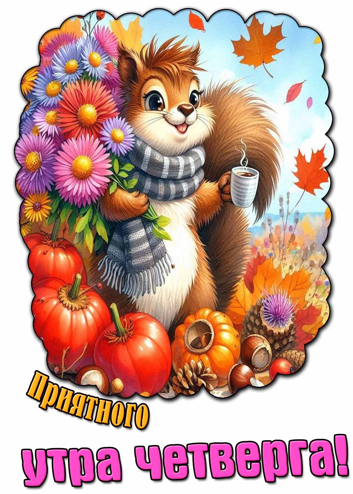 Осенняя открытка приятного утра четверга
