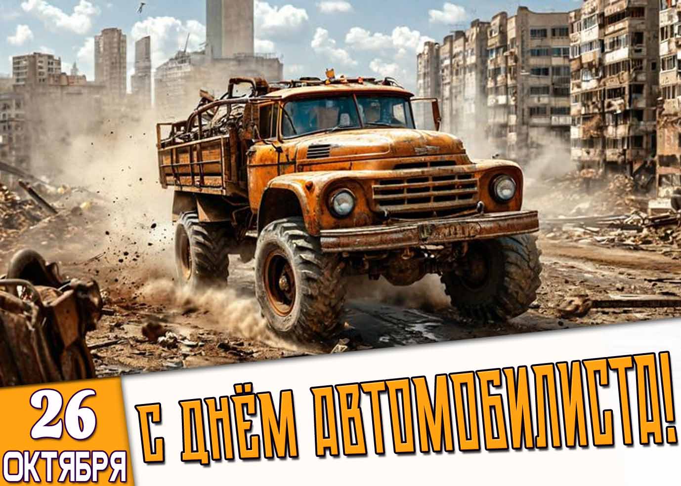 Крутая открытка 26 октября с днём автомобилиста