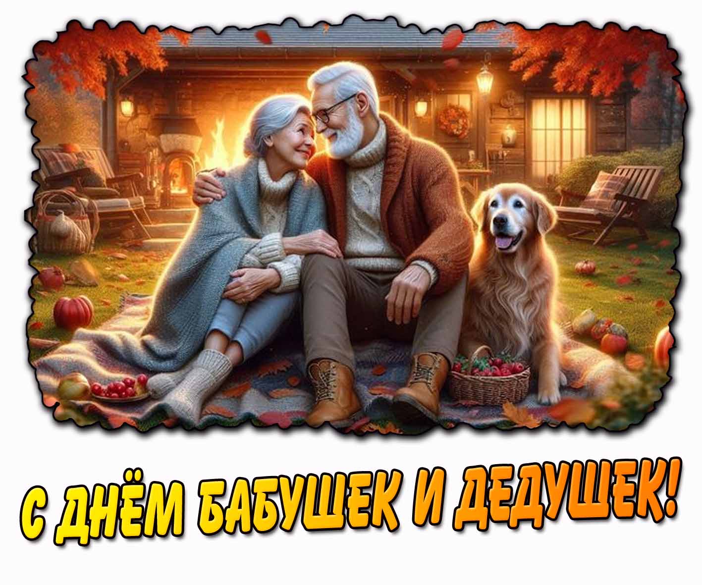 С днём Бабушек и Дедушек! - осенняя открытка