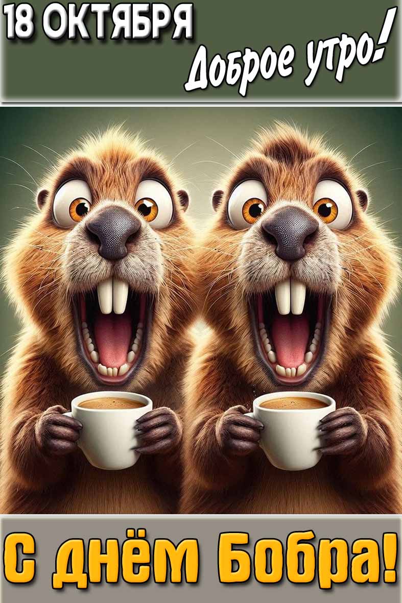 Смешная картинка "18 октября доброе утро! С днём бобра!"