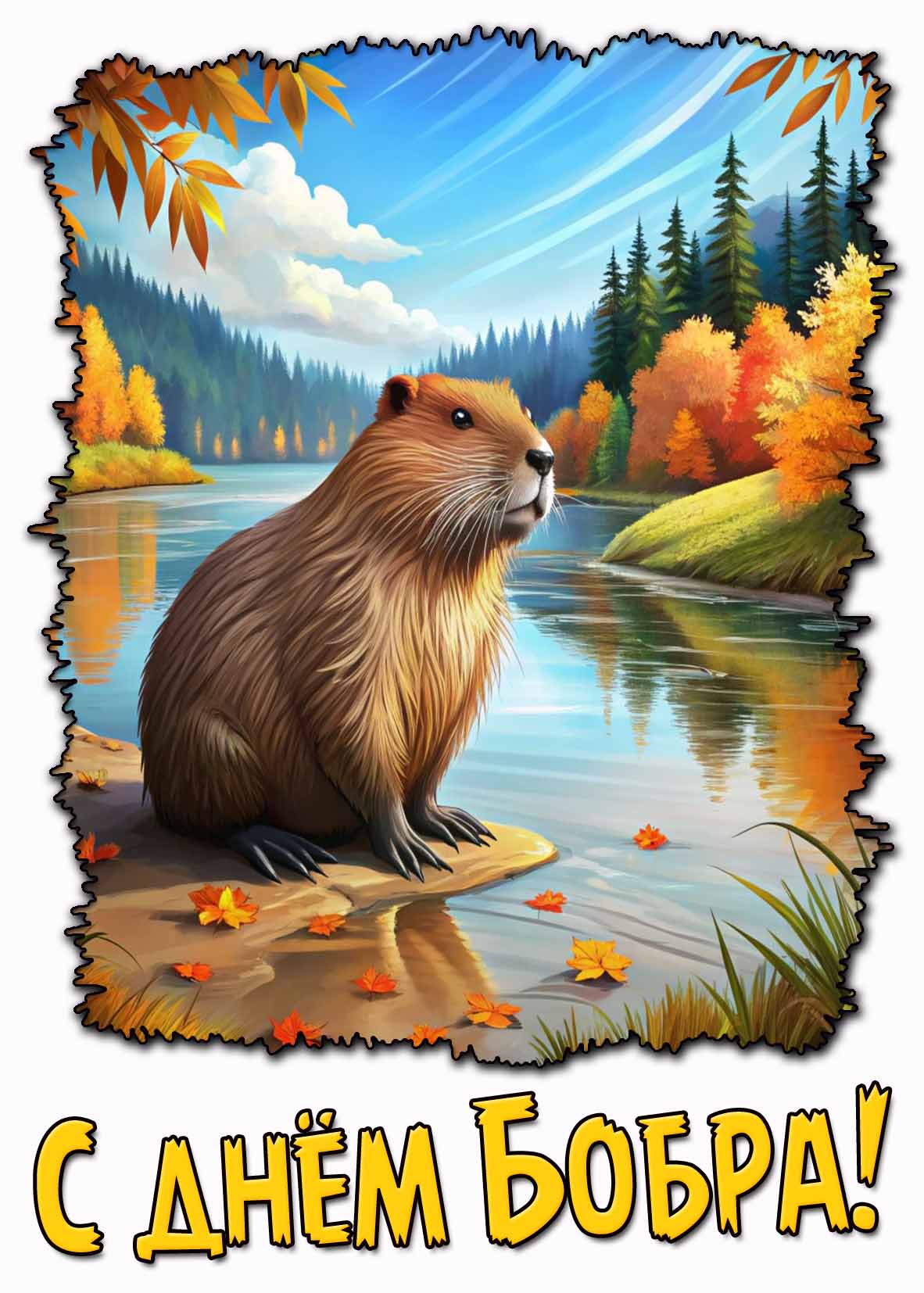 Осенняя картинка с днём бобра