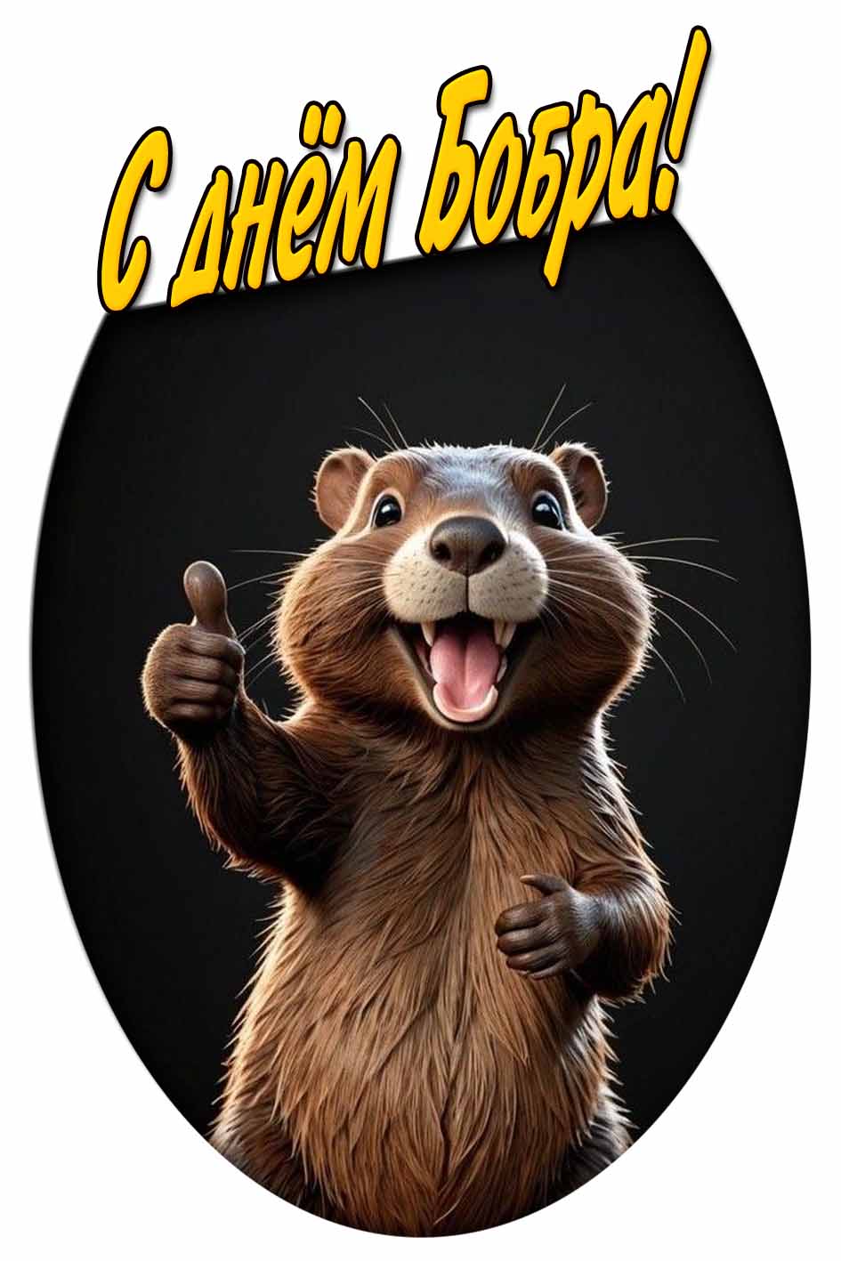 Прикольная вертикальная картинка на телефон с надписью : С днём бобра!