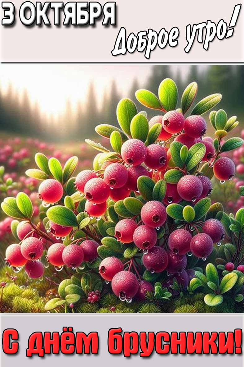 Картинка "3 октября доброе утро! С днём брусники!"