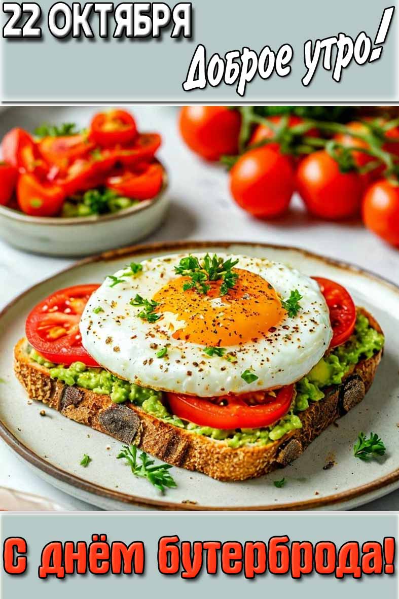 Открытка "22 октября доброе утро! С днём бутерброда!"