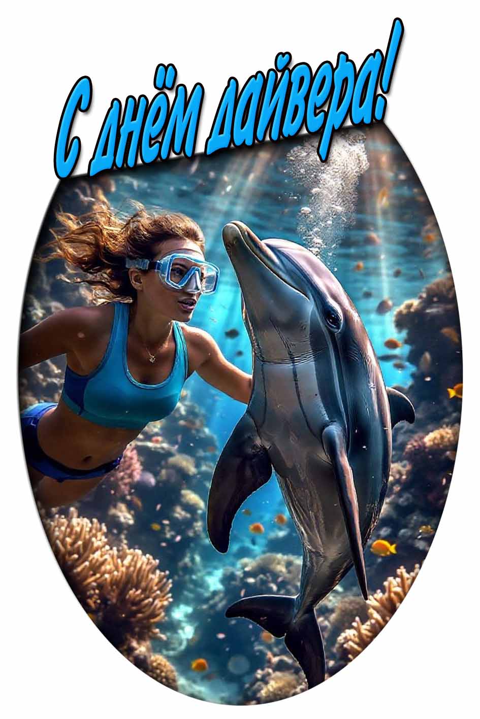 С днём дайвера! - открытка для женщины