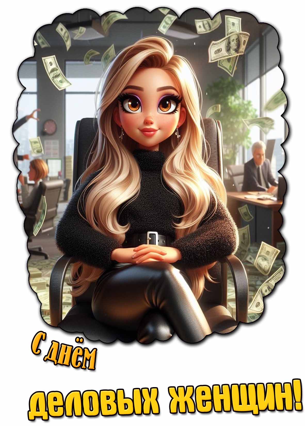 Прикольная открытка с днём деловых женщин