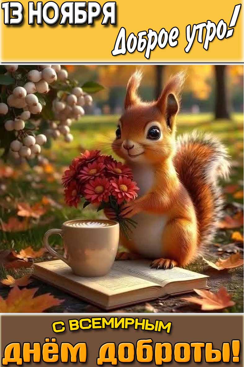 Открытка "13 ноября доброе утро! С Всемирным днём доброты!"