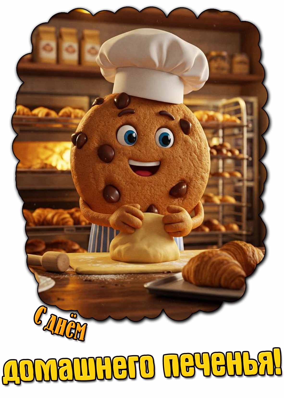 Мультяшная открытка с днём домашнего печенья