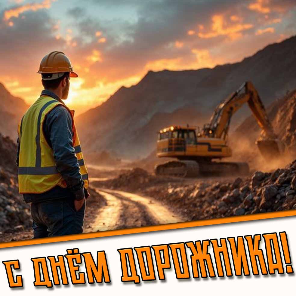 Красивая открытка мужчине для поздравления : С днём дорожника!