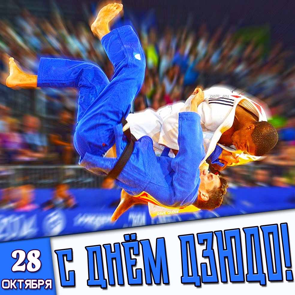 Открытка 28 октября - с днём дзюдо