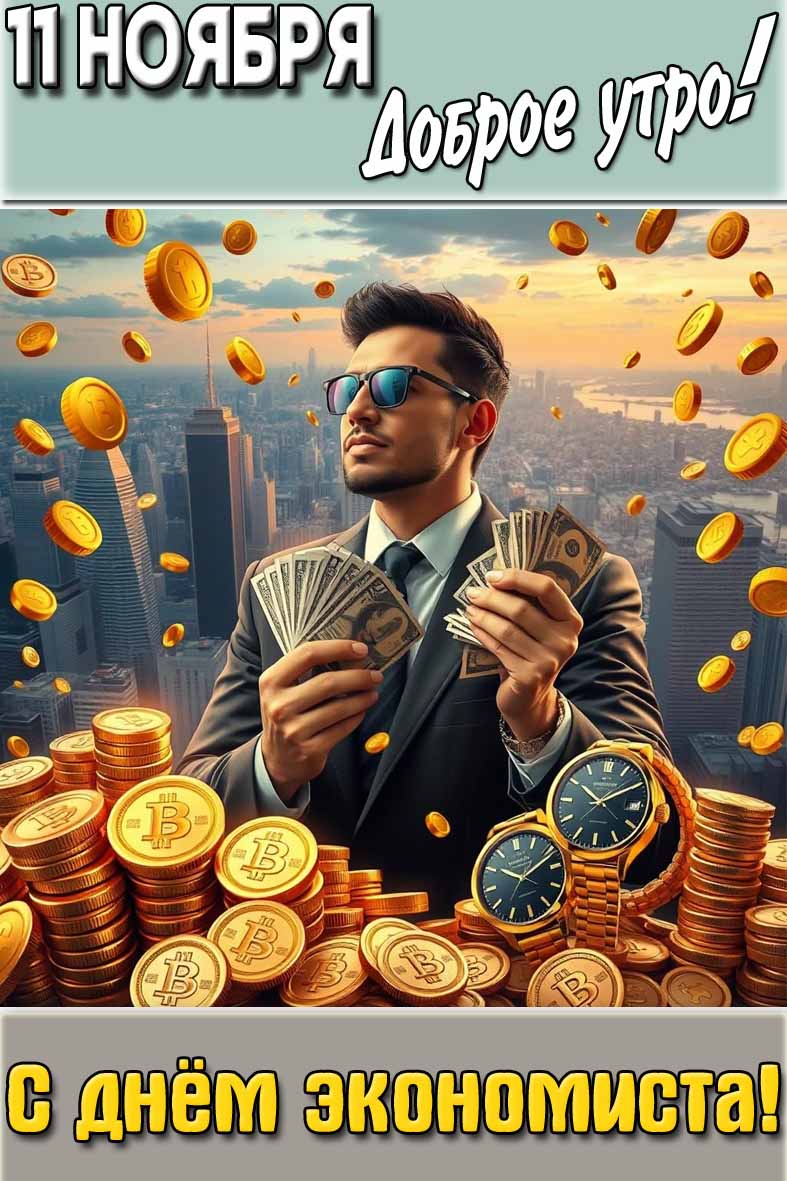 Открытка "11 ноября доброе утро! С днём экономиста!"