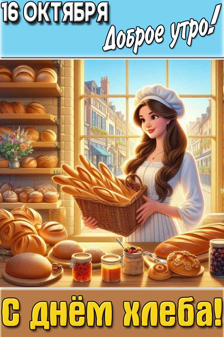 Открытка "16 октября доброе утро! С днём хлеба!"