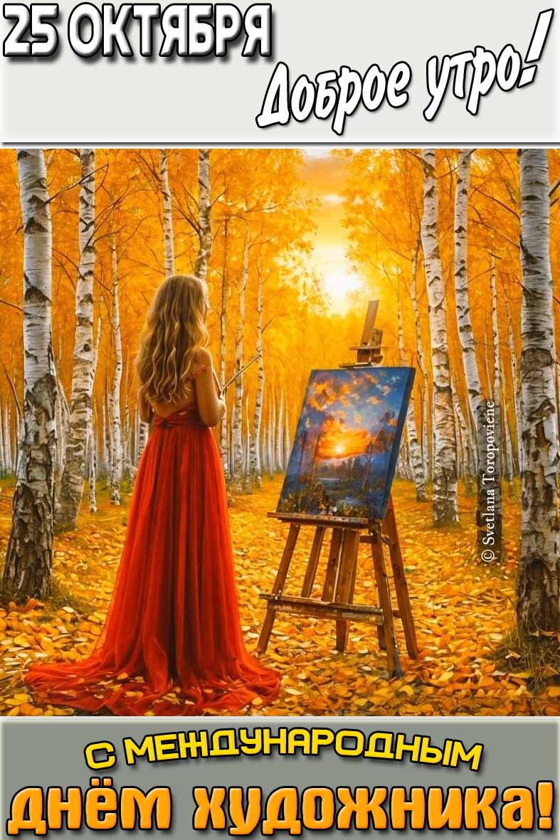 Открытка "25 октября доброе утро! С Международным днём художника!"