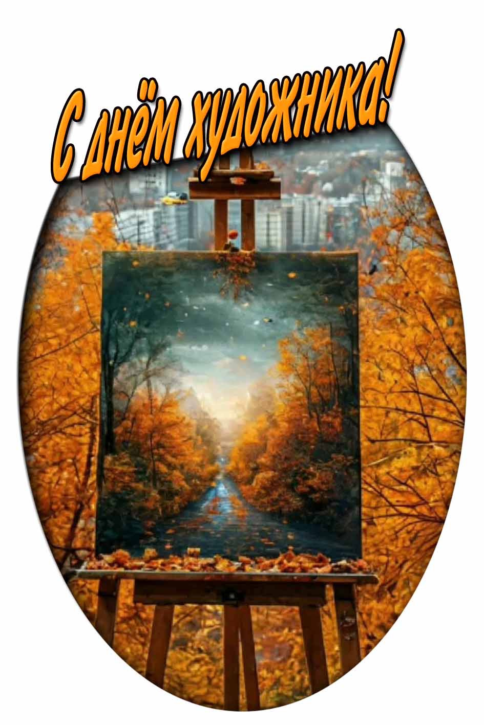 С днём художника! - открытка с мольбертом