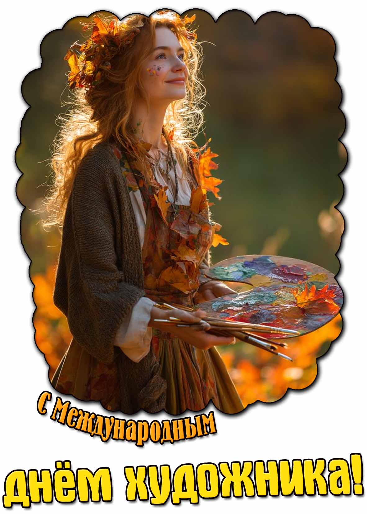 Открытка с Международным днём художника