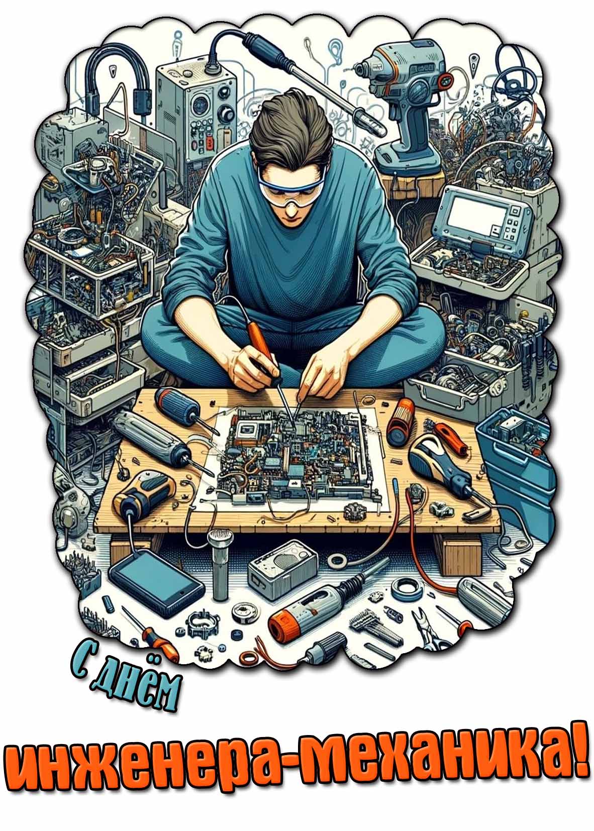 Открытка с днём инженера-механика