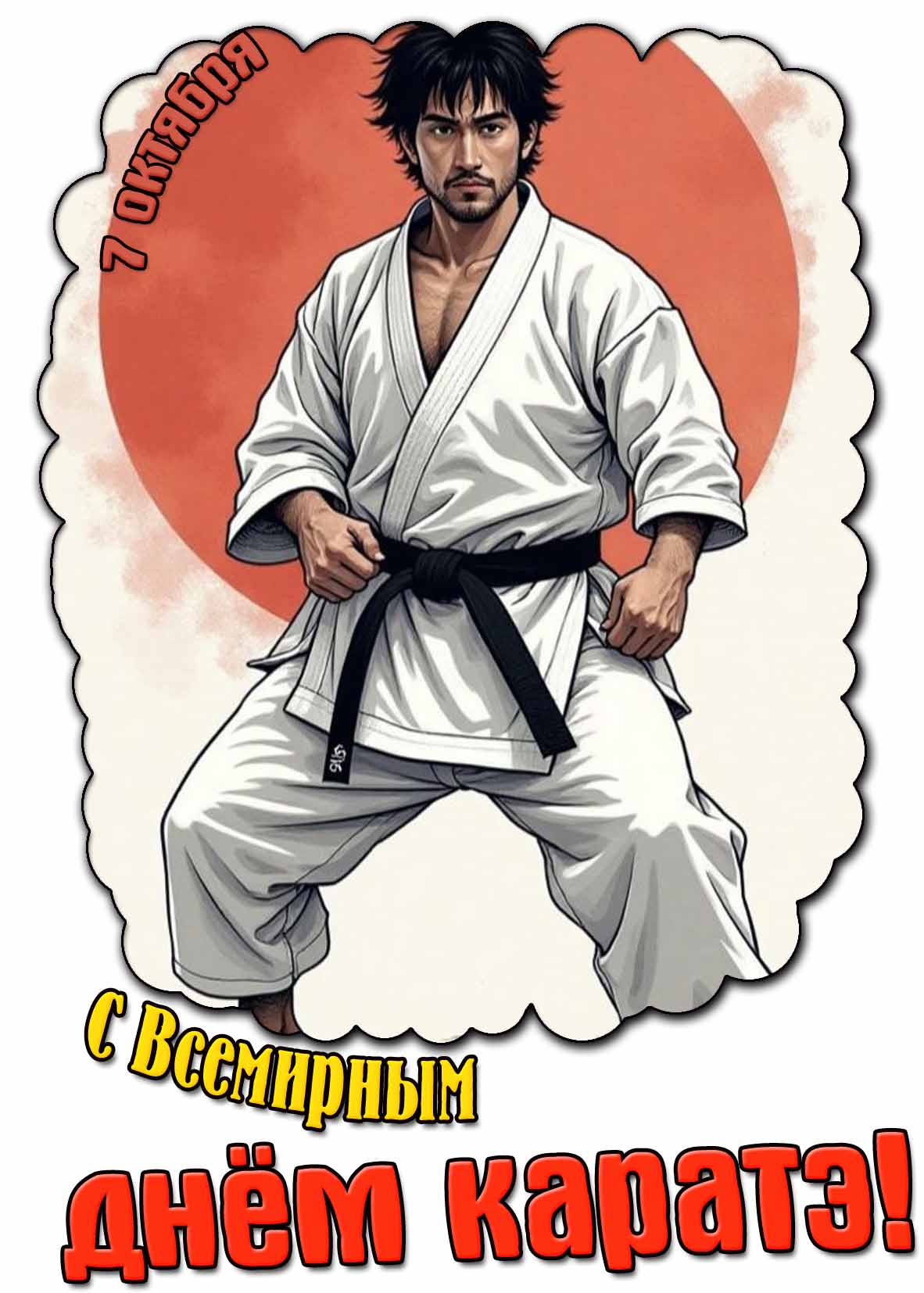 Красивая открытка на Всемирный день каратэ - 7 октября